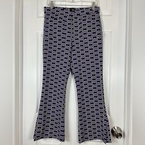 Zara Geometric Print High Rise Kick Flare Trousers Large